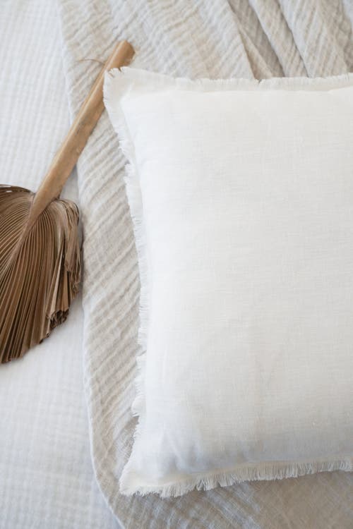Anaya Bright White Fringe Linen Dutch Euro Pillow With Down Alternative Insert