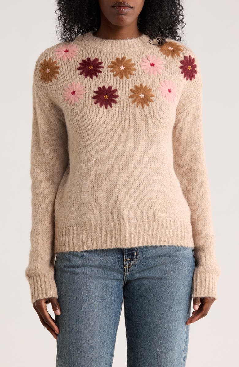 DR2 by Daniel Rainn Embroidered Sweater, Main, color, R041 Oatmeal