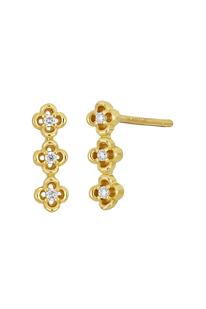 Mykonos 18K Yellow Gold Diamond Quatrefoil Stud Earrings, Main, color, 18K YELLOW GOLD