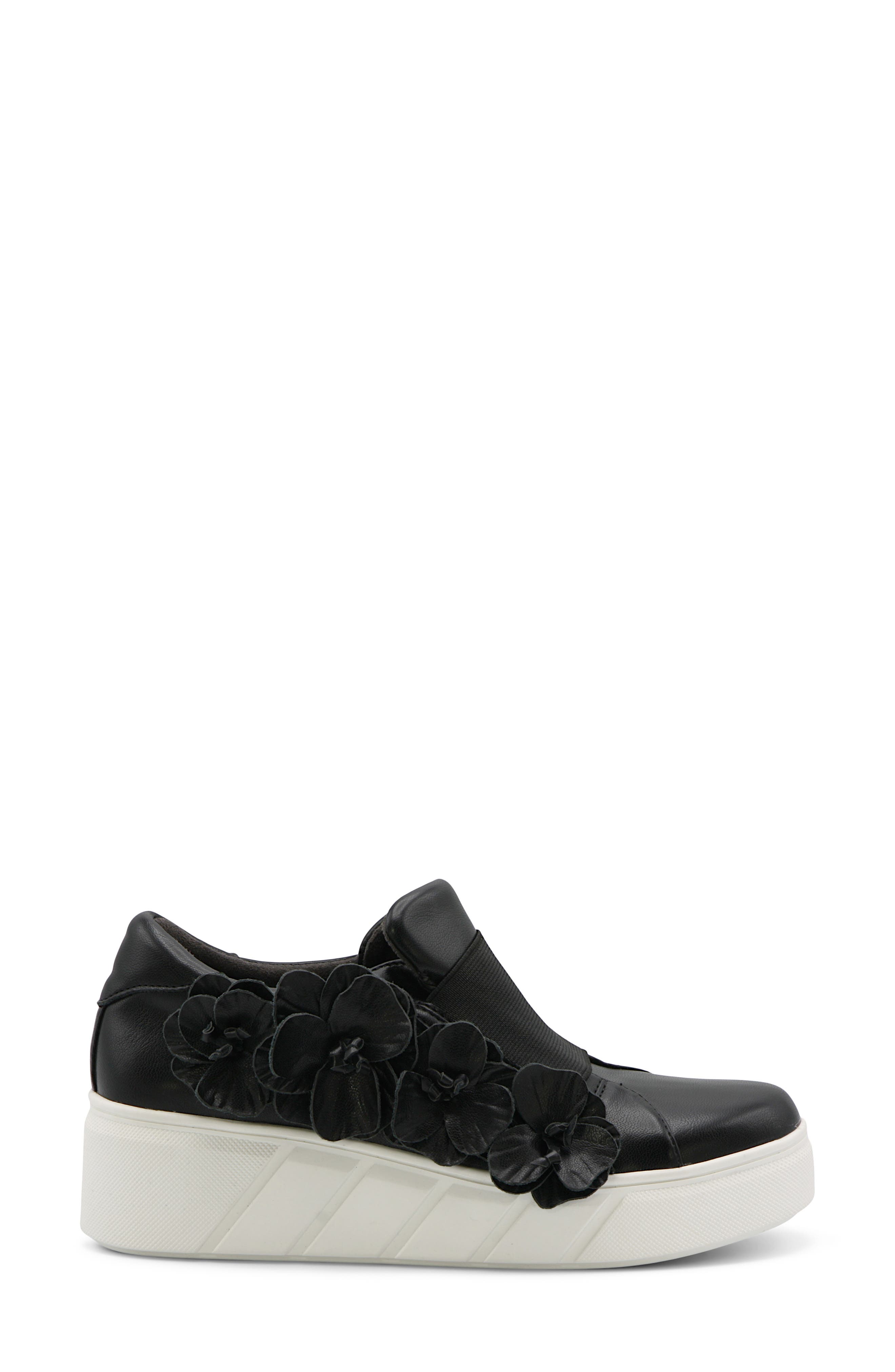 Charles David Rachelle Floral Embellished Wedge Sneaker, Alternate, color, Black