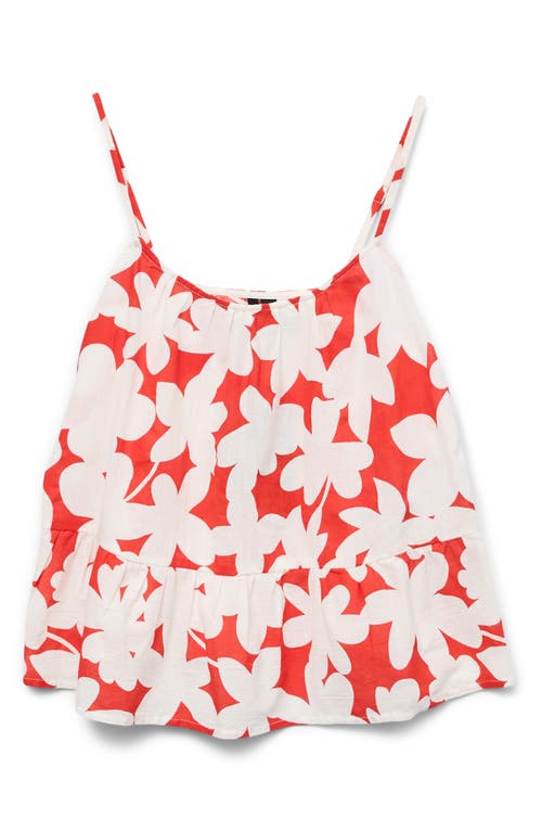 Vero Moda Dicthe Floral Peplum Organic Cotton Camisole In Fiery Red Aoploa