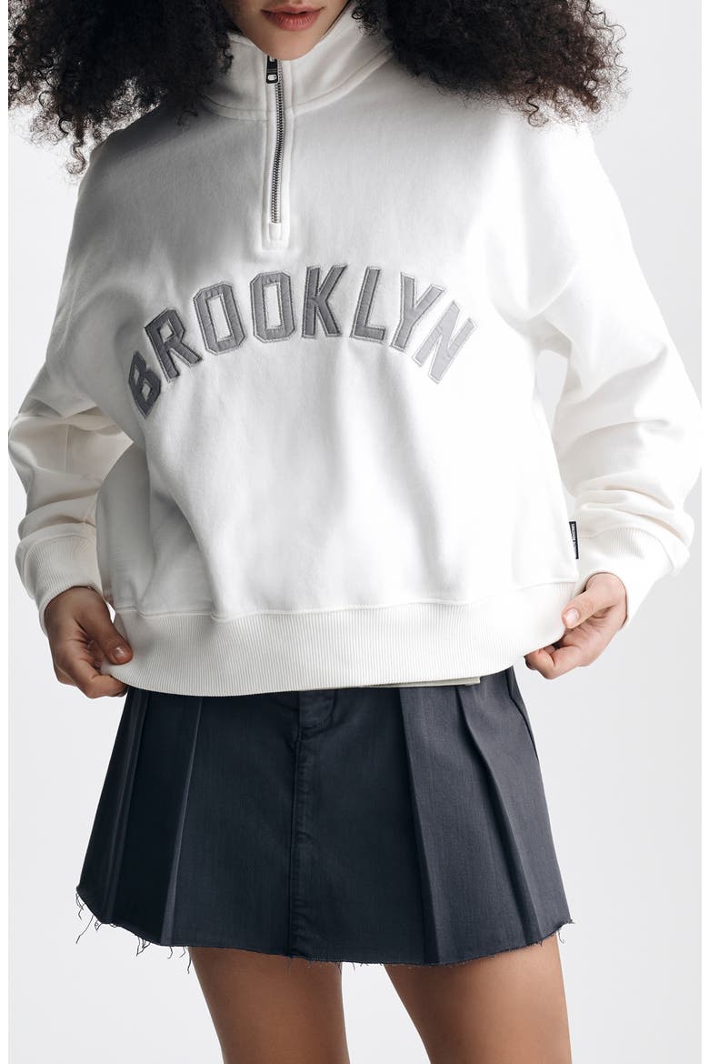 Brooklyn Oversize Half Zip Cotton Sweatshirt, Main, color, ANTIQUE WHITE