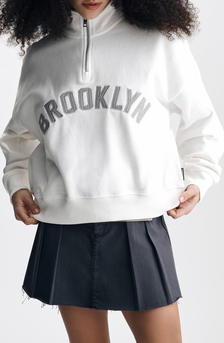 Brooklyn Industries Brooklyn Oversize Half Zip Cotton Sweatshirt, Main, color, Antique White