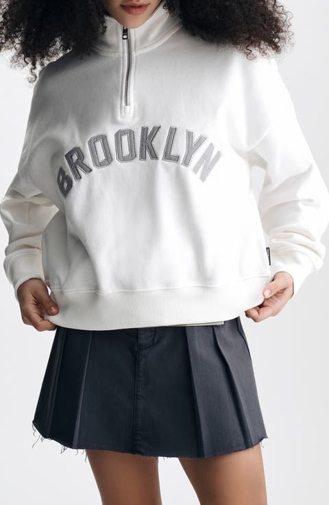 Brooklyn Oversize Half Zip Cotton Sweatshirt
