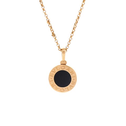 Bvlgari Bvlgari Pendant Necklace 18K Yellow Gold with Onyx