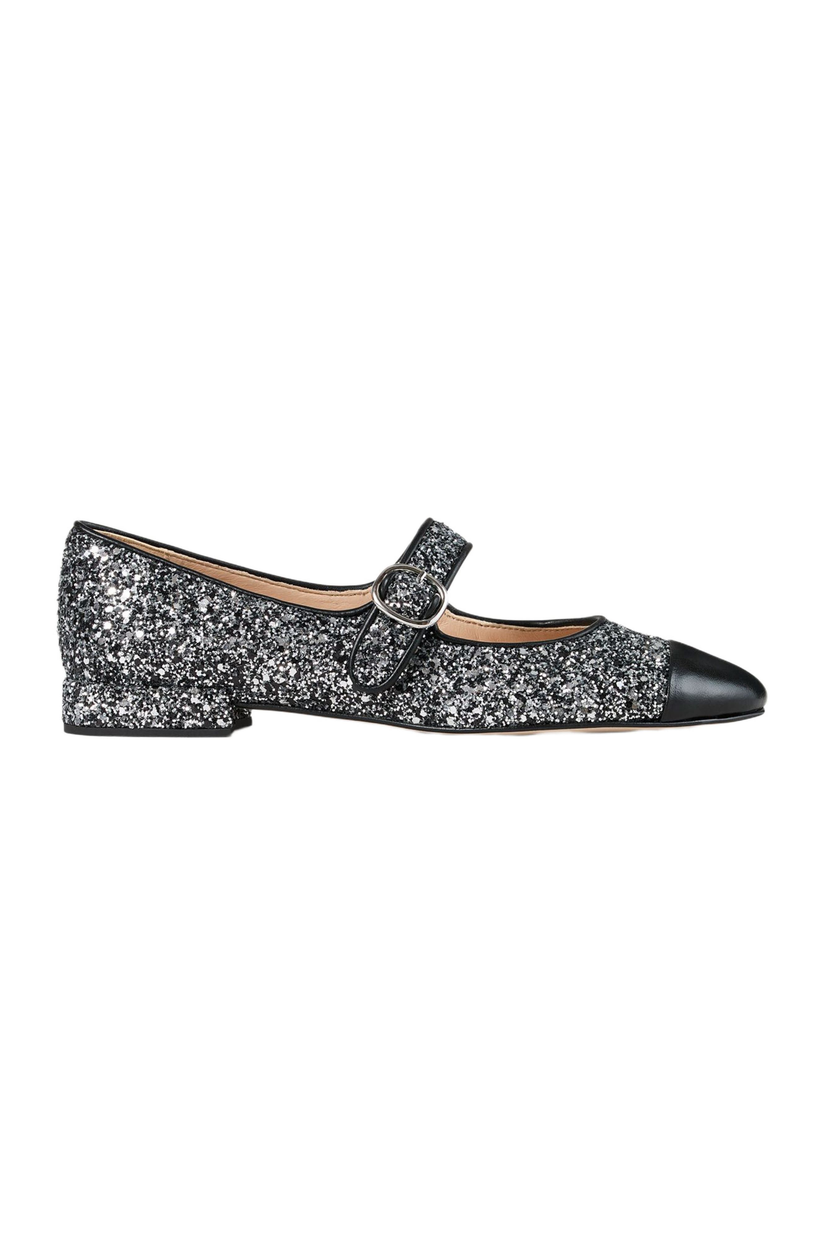 SANDRO Glitter ballet flats, Alternate, color, Black