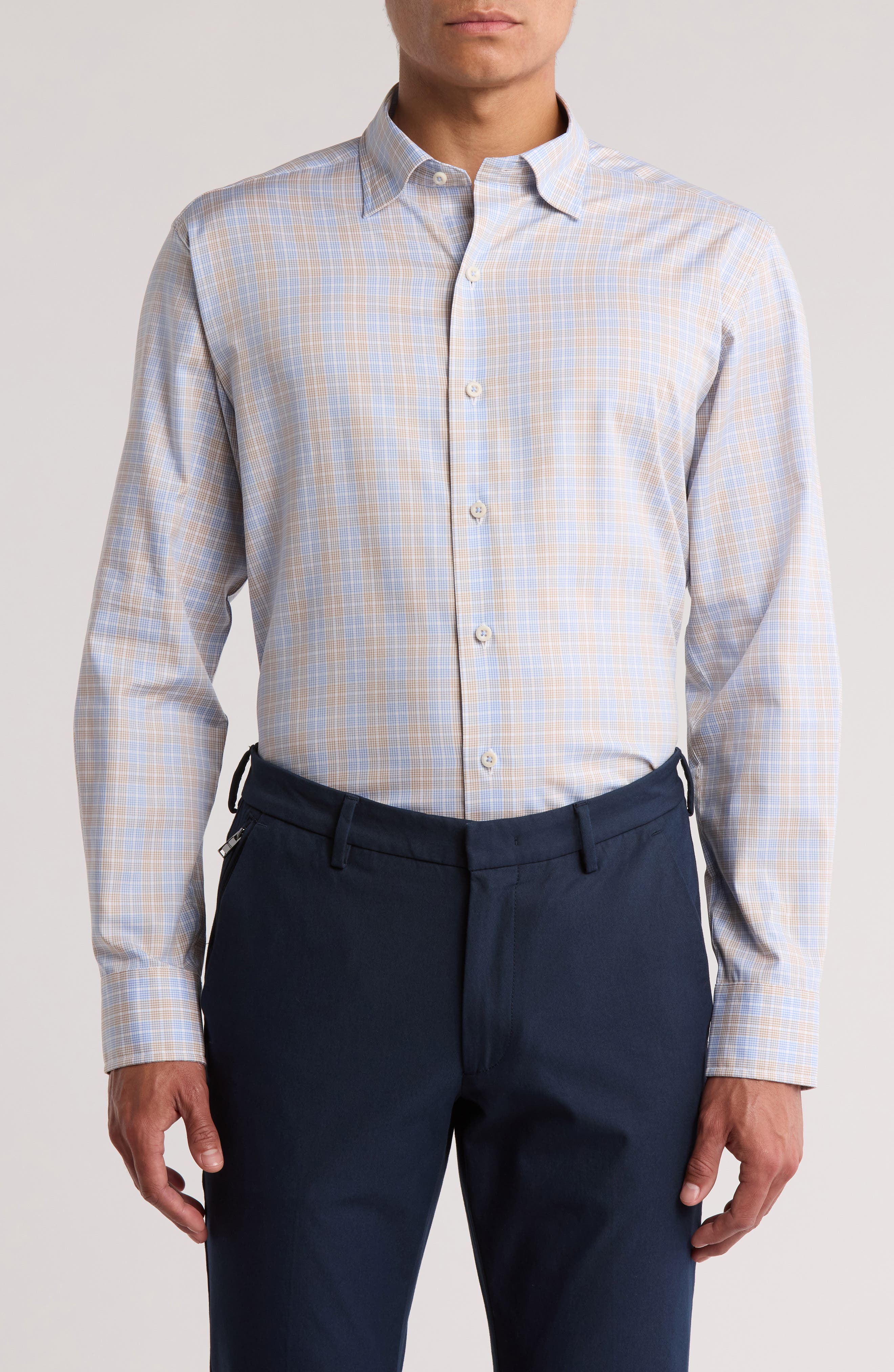 David Donahue Plaid Pima Cotton Dobby Shirt