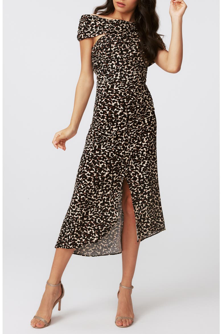 Agustin Metallic Abstract Leopard Print Midi Dress, Main, color, CAMO LEOPARD