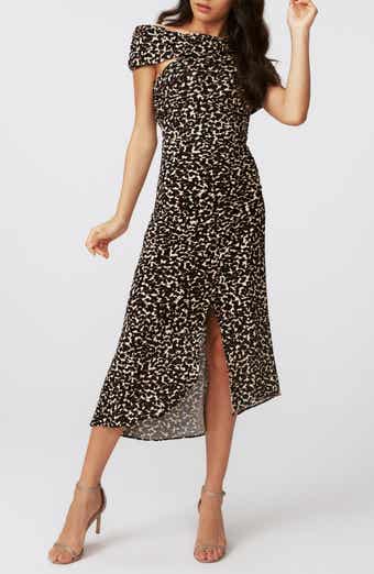 Agustin Metallic Abstract Leopard Print Midi Dress