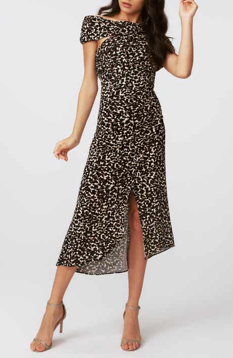 Agustin Metallic Abstract Leopard Print Midi Dress