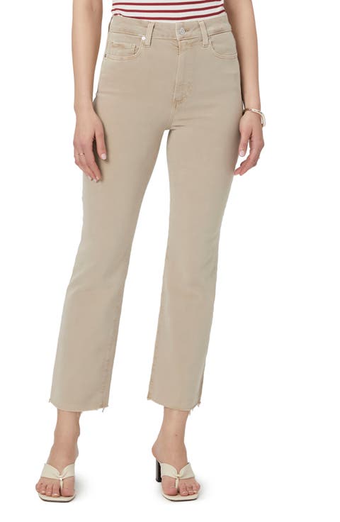Courtney Raw Hem Ankle Flare Leg Jeans (Soft Sand)