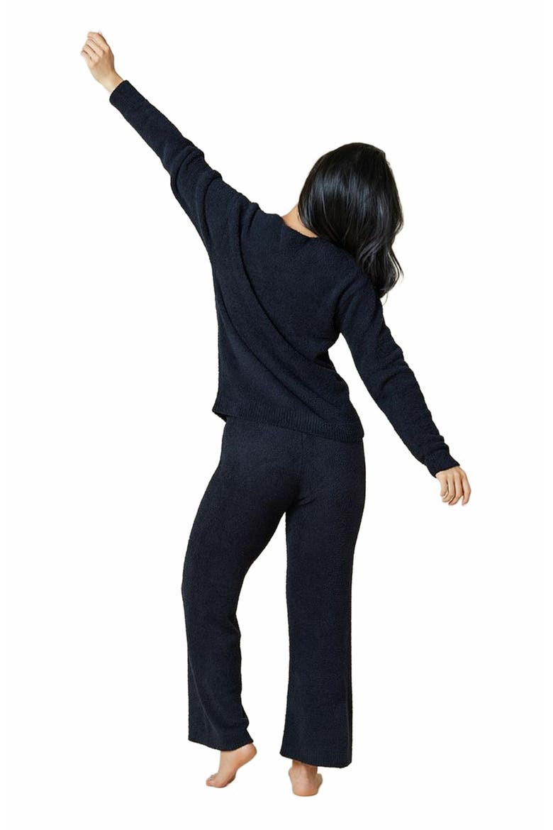 Solid Marshmallow V-Neck Lounge Set, Alternate, color, Black