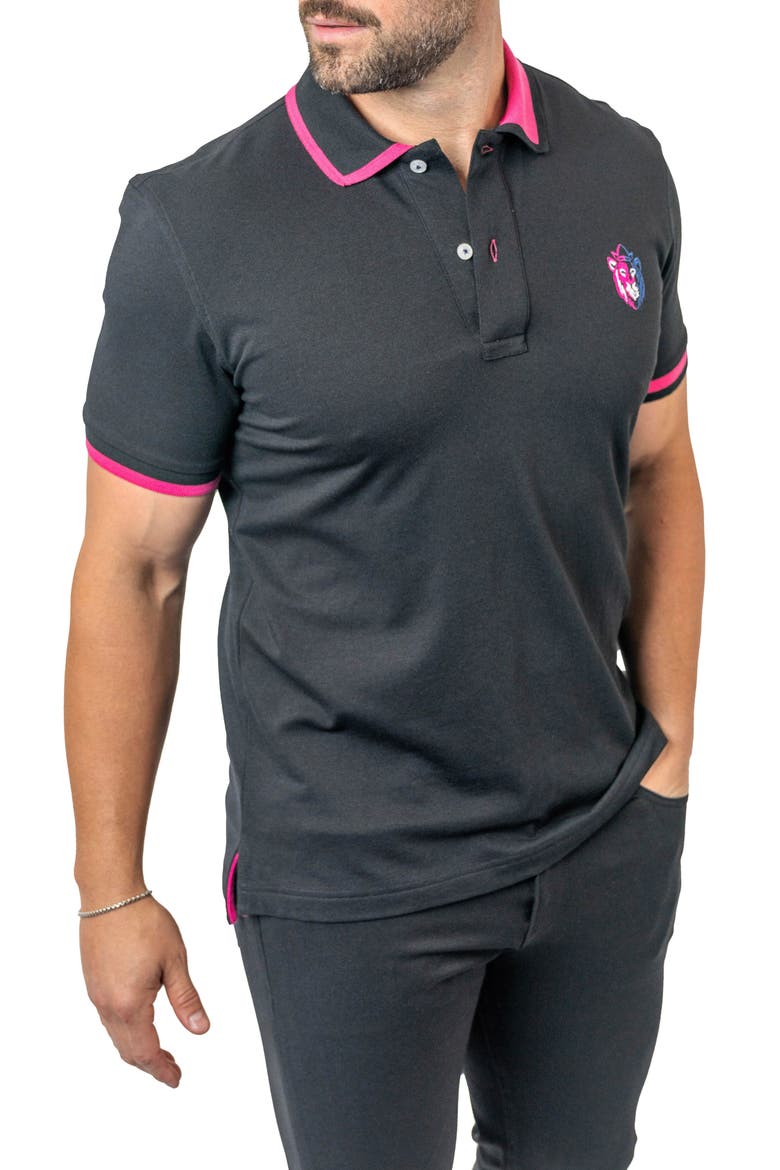 Mozart Delhi Egyptian Cotton Polo, Alternate, color, BLACK