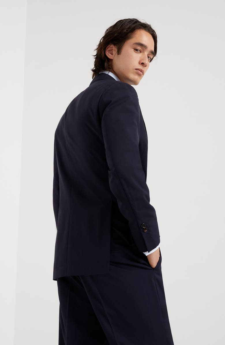 Brunello Cucinelli Wool and silk blazer, Alternate, color, Navy Blue