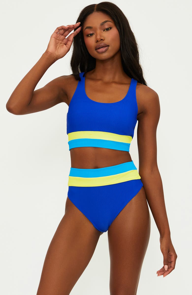 Beach Riot Mackenzine Colorblock Bikini Top, Alternate, color, Riviera Colorblock