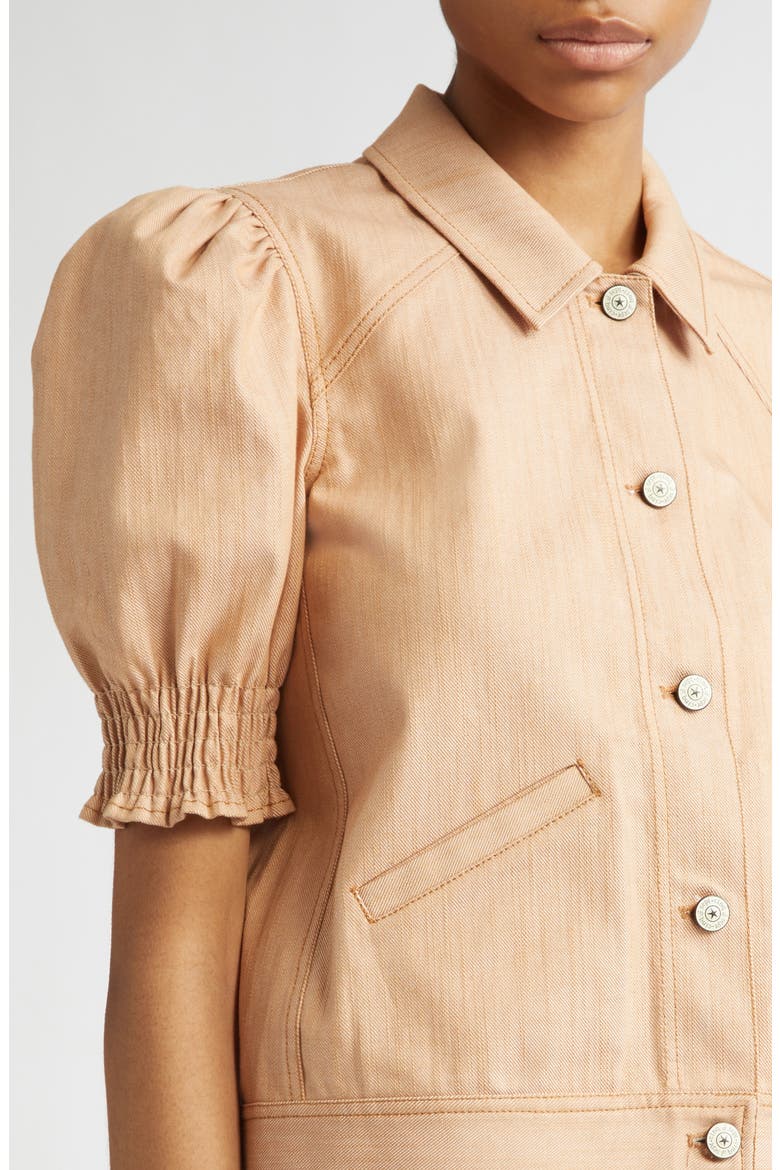 Roselyn Short Sleeve Denim Jacket, Alternate, color, SAHARA