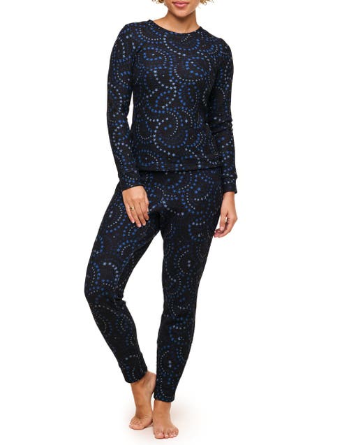 Adore Me Janise Women's Pajama Long Sleeve Top & Leggings Set In Novelty Black