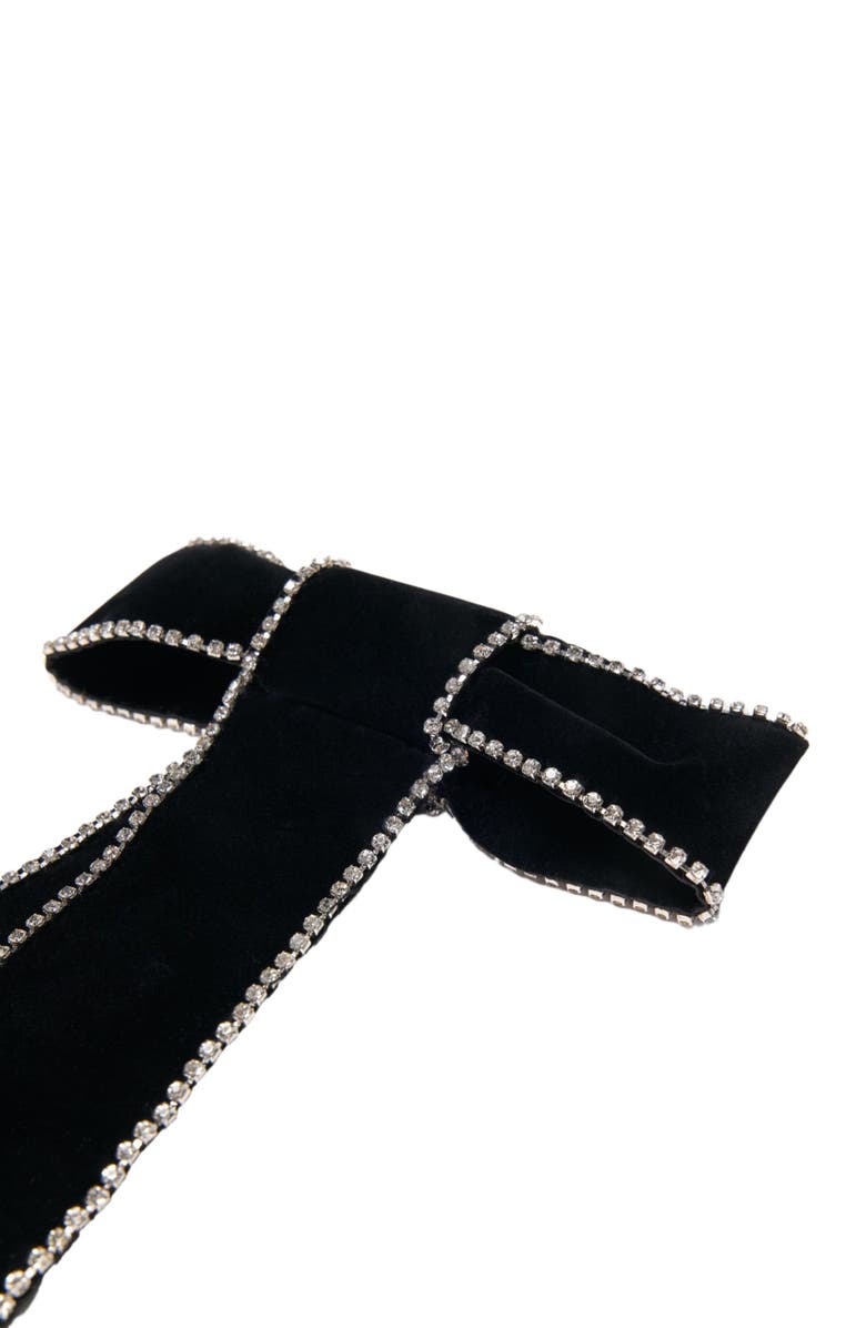 maje Rhinestone velvet bow barrette, Alternate, color, Black