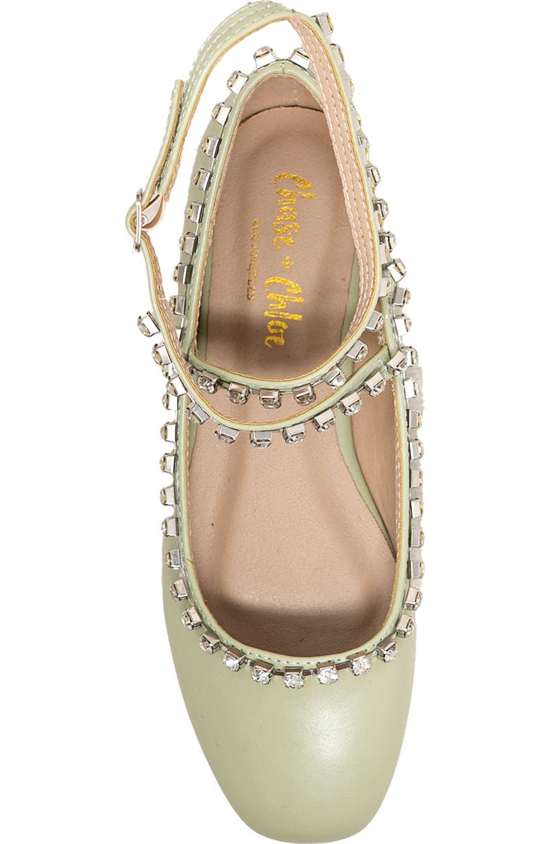 CHASE AND CHLOE Rhinestone Trim Ballet Flat, Alternate, color, Sage Pu