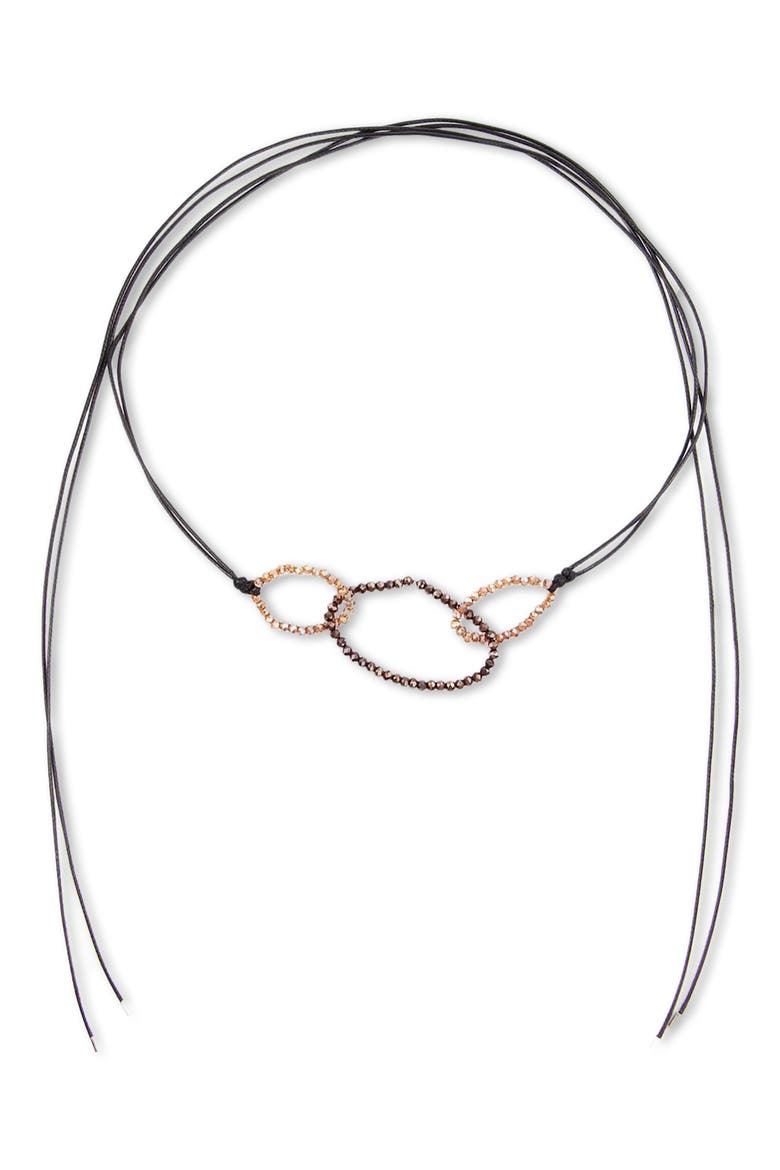 Crystal Beaded Choker Necklace, Main, color, BLACK