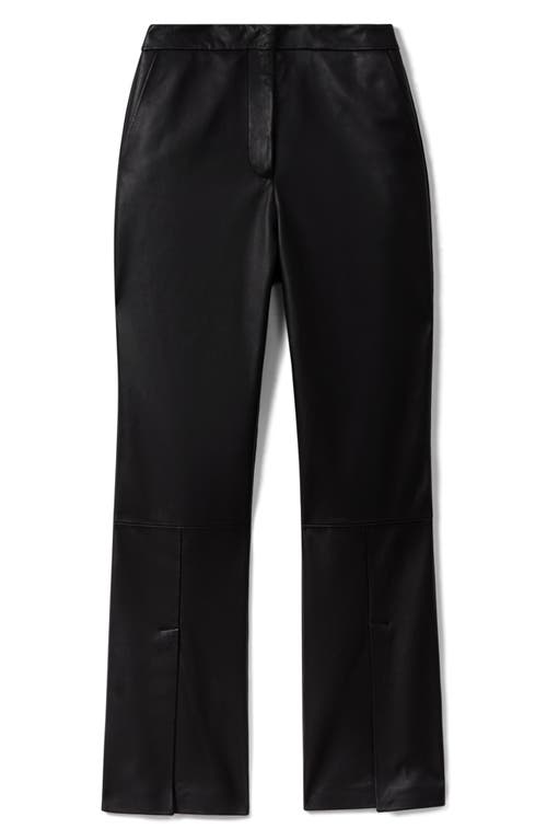 Reiss Lottie Slit Front Leather Pants In Black