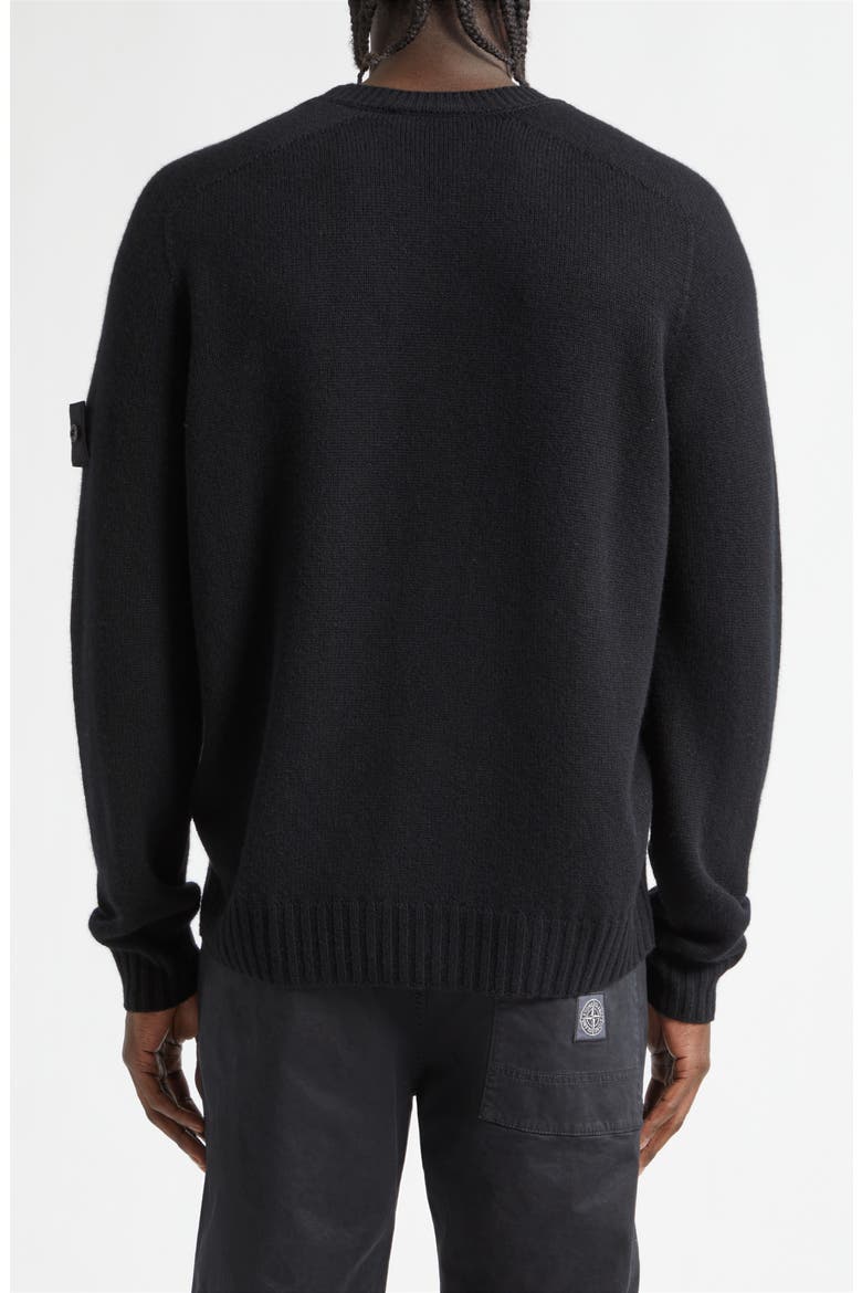 Compass Patch Cashmere Crewneck Sweater, Alternate, color, BLACK