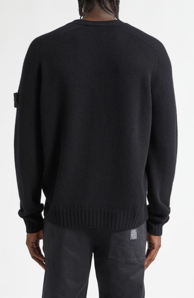 Stone Island Compass Patch Cashmere Crewneck Sweater, Alternate, color, Black