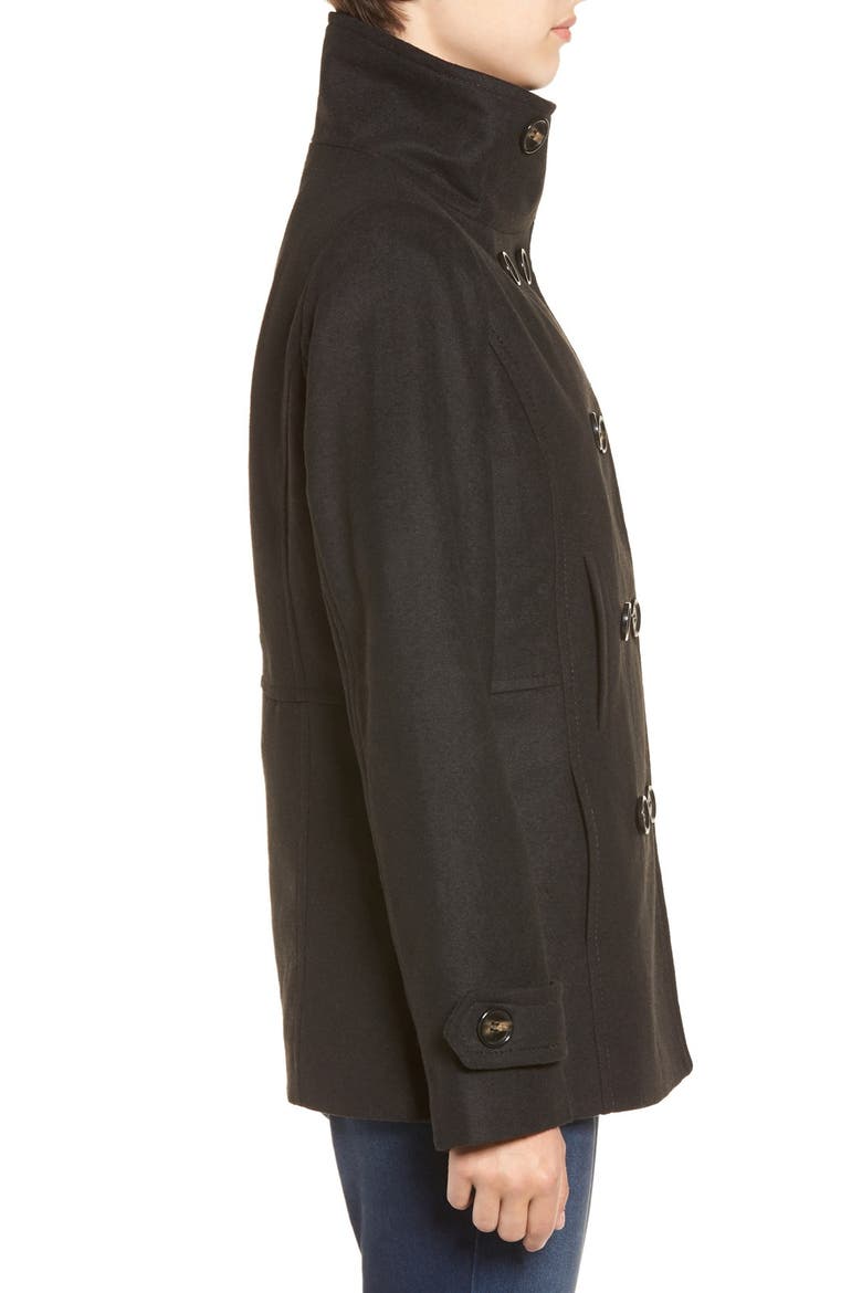 Double Breasted Peacoat, Alternate, color, BLACK