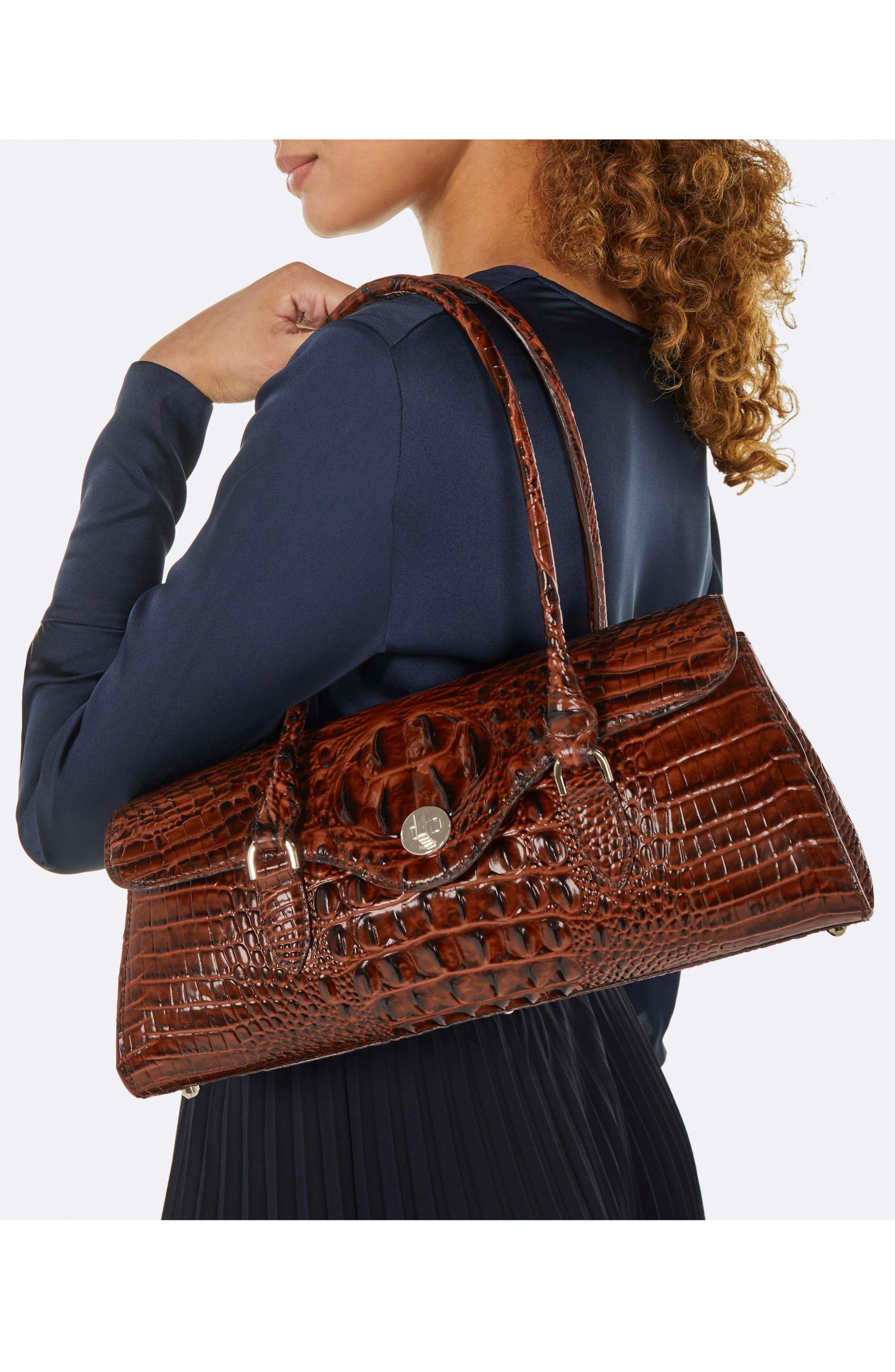 Brahmin Dayan Colorblock Croc Embossed Leather Top Handle Bag, Alternate, color, 