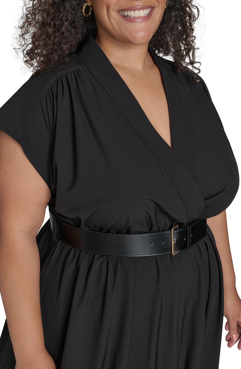 Calvin Klein Comm Belted Midi Shirtdress, Alternate, color, Black