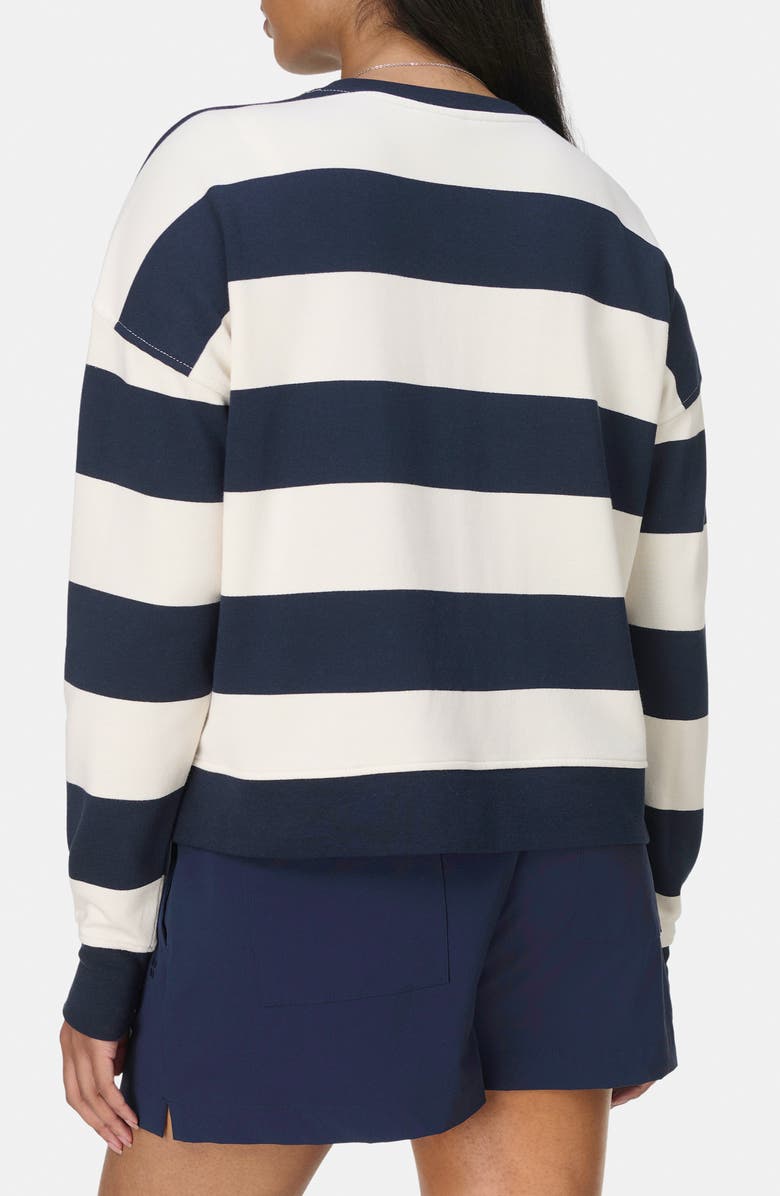 Sweaty Betty After Class Crop Sweatshirt, Alternate, color, White/ Navy Blue Large Stripe