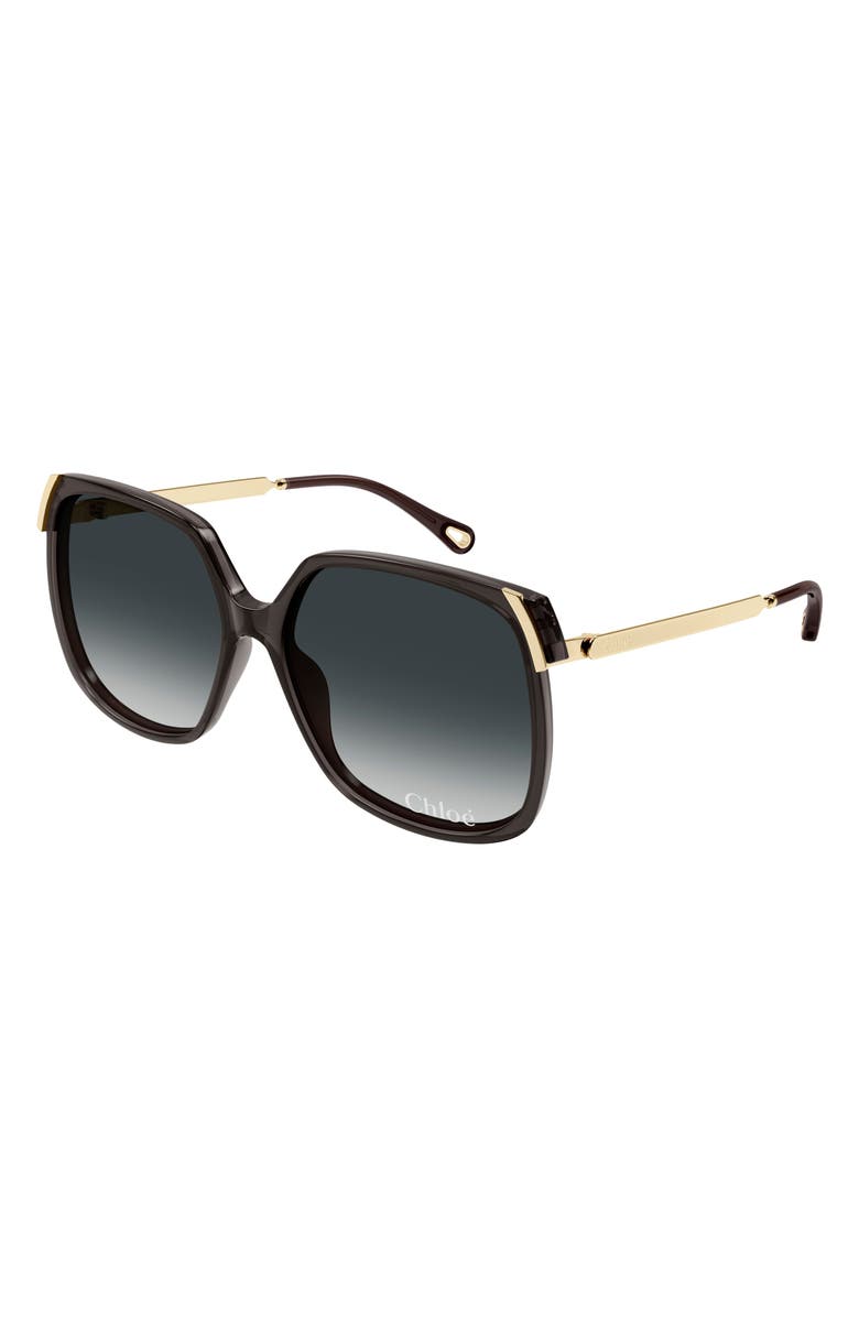Chloé 60mm Gradient Square Sunglasses, Alternate, color, 