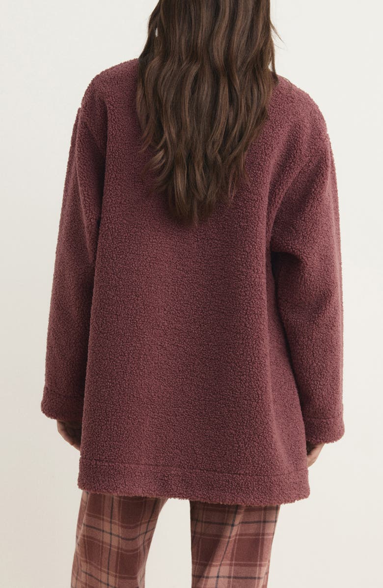 MANGO Oversize High Pile Fleece Half Zip Pullover, Alternate, color, Russet