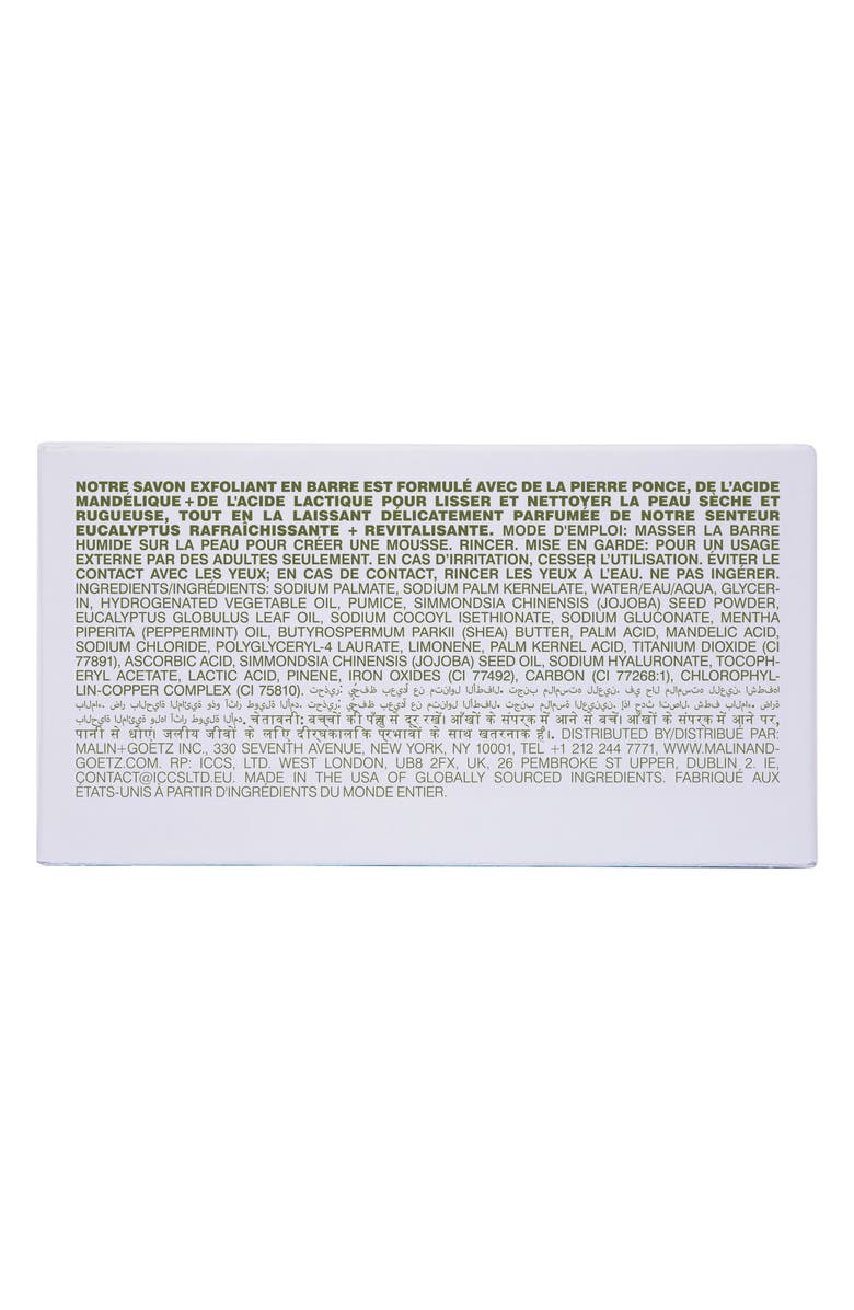 MALIN+GOETZ Mandelic Acid Exfoliating Bar in Eucalyptus, Alternate, color, Light Green