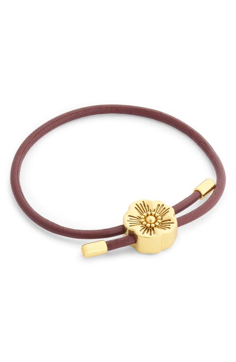 Tea Rose Leather Slider Bracelet