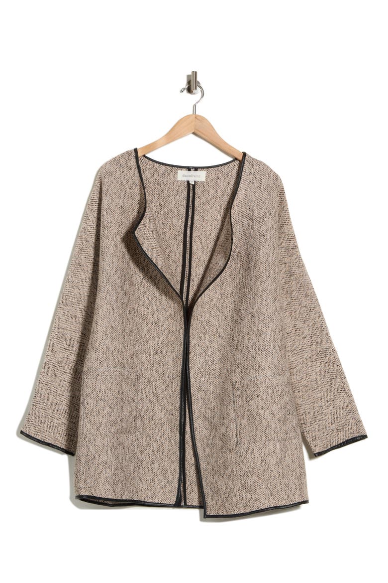Faux Leather Trim Herringbone Jacket, Main, color, 8943 PINK
