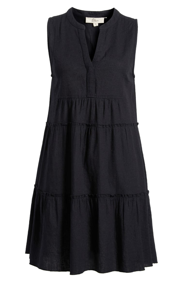 Tiered Cotton Blend Cover-Up Dress, Alternate, color, BLACK