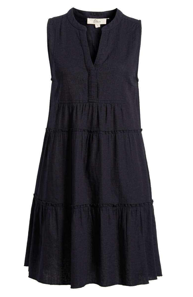 Elan Tiered Cotton Blend Cover-Up Dress, Alternate, color, Black