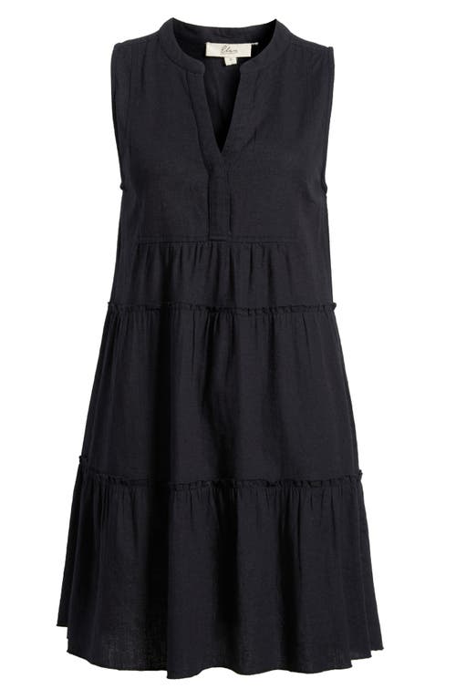 Elan Tiered Cotton Blend Cover-up Dress In Black