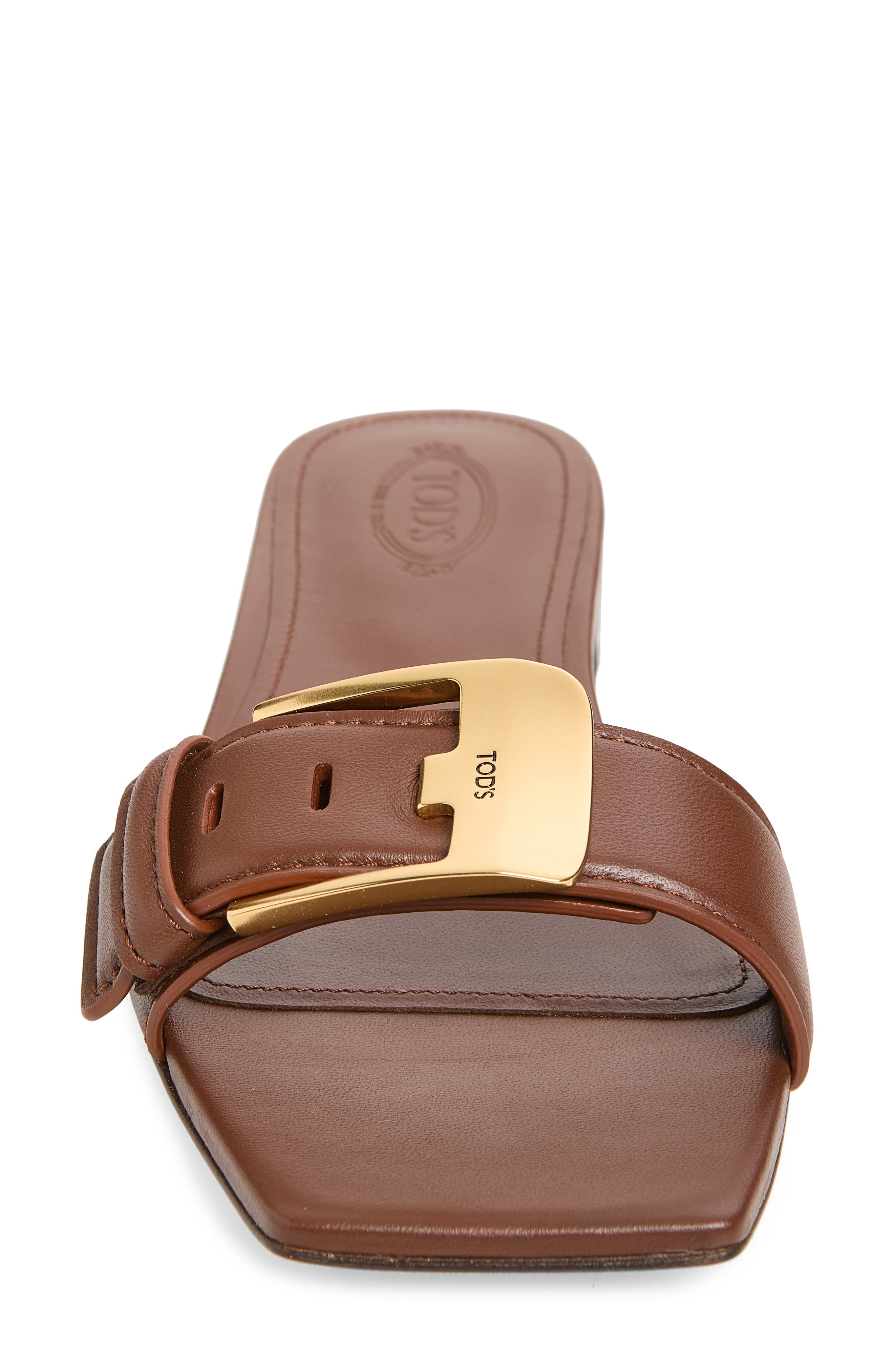 Tod's Buckle Slide Sandal, Alternate, color, Mogano