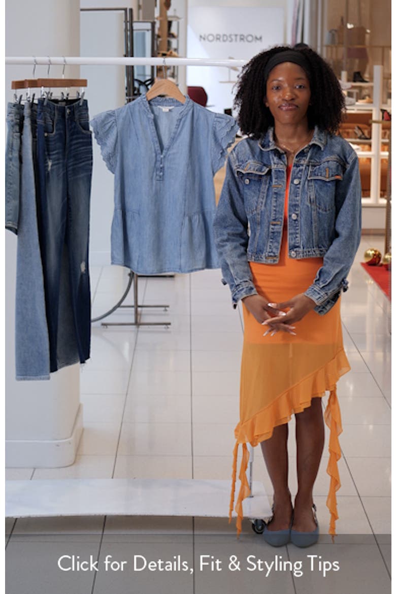 Ruffle Eyelet Chambray Top video