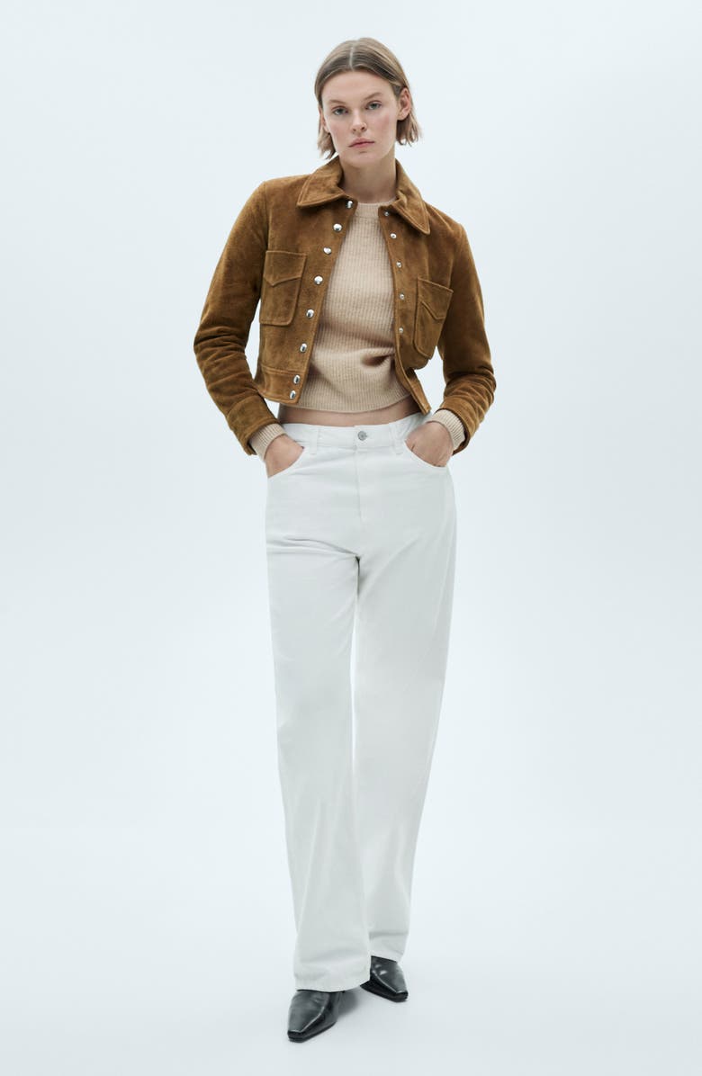 MANGO Wool Crewneck Crop Sweater, Alternate, color, 