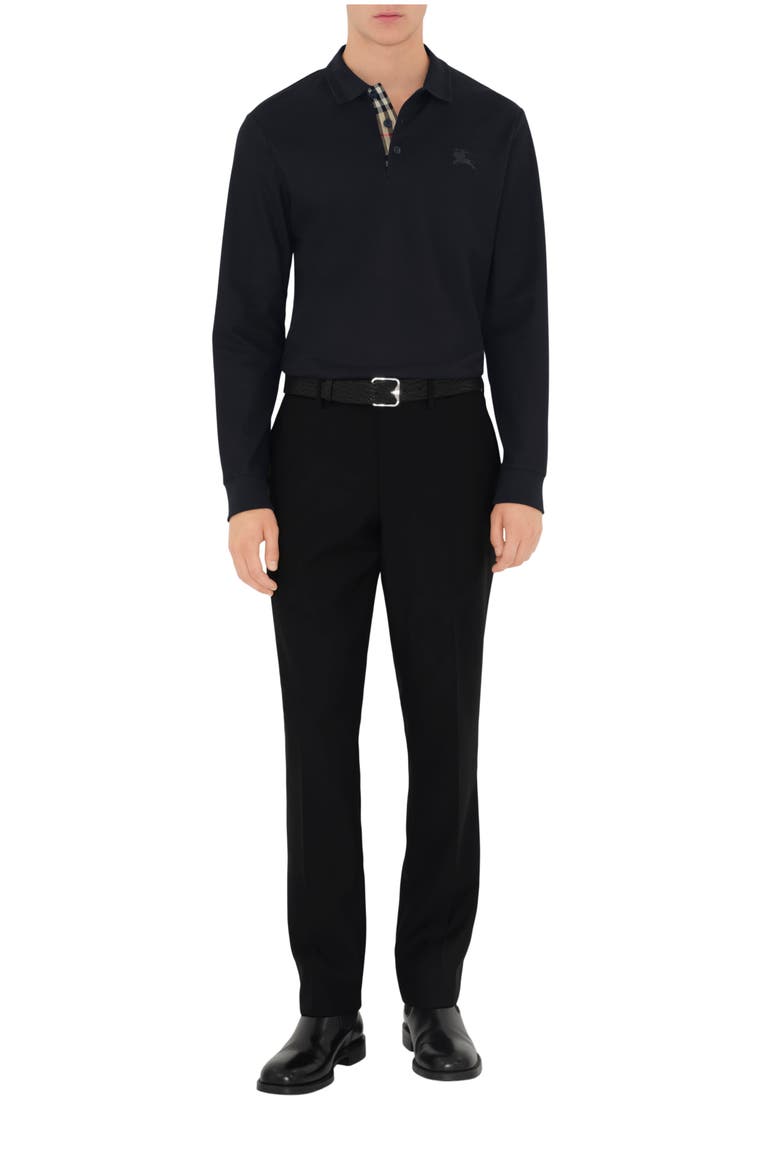 Long-sleeve Cotton Polo Shirt, Main, color, Coal blue