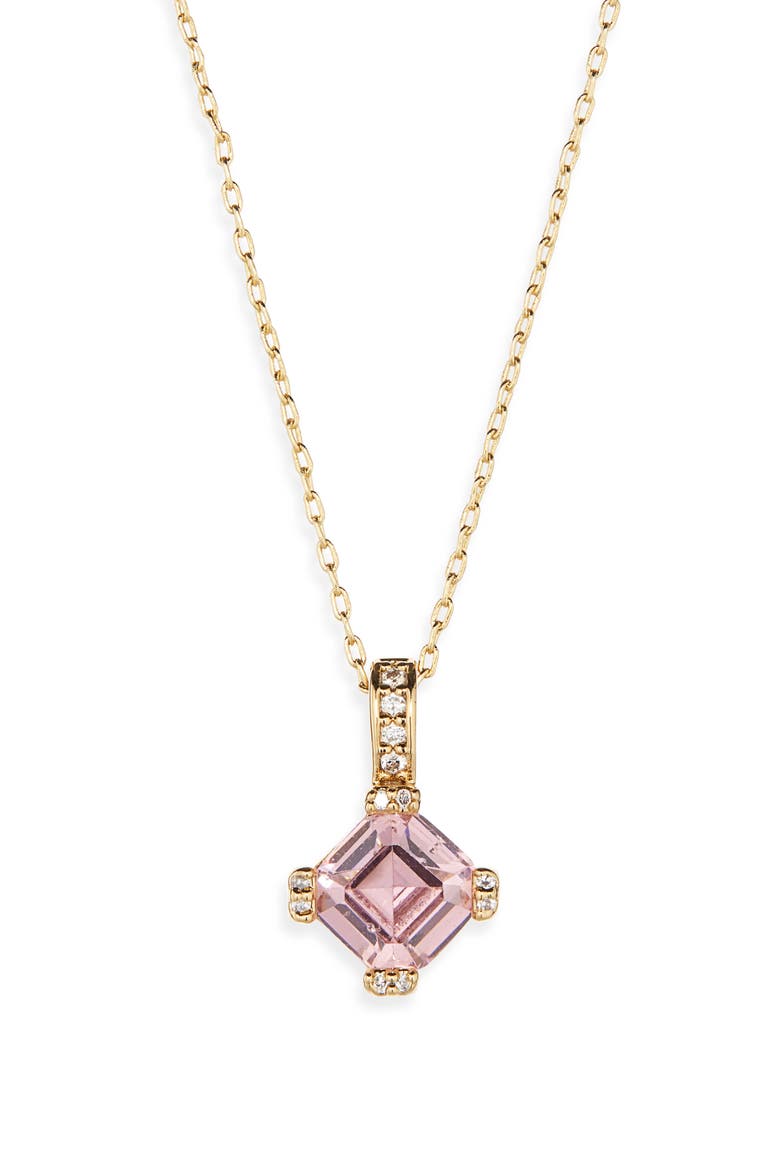mini crystal & cz pendant necklace, Alternate, color, PINK/ GOLD