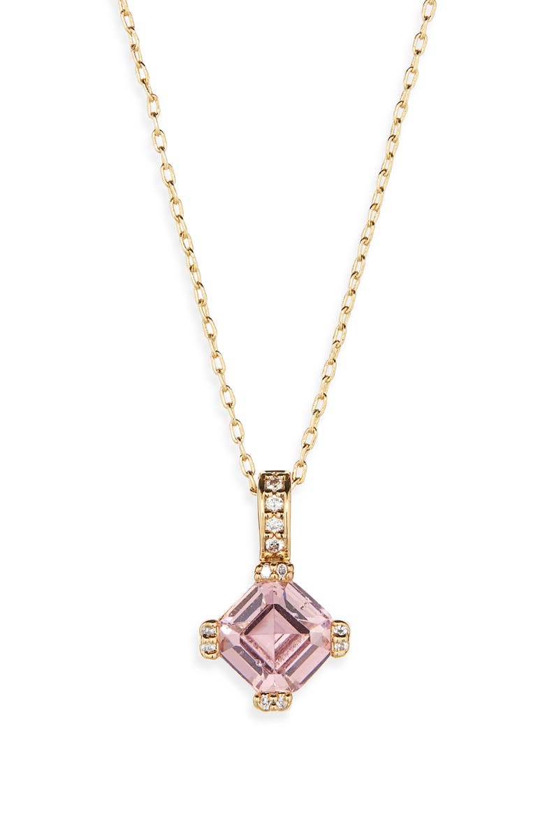 Kate Spade New York mini crystal & cz pendant necklace, Alternate, color, Pink/ Gold