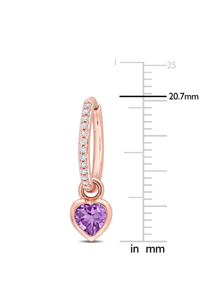 Amethyst & Diamond Heart Huggie Earrings 10K, Alternate, color, Amethyst