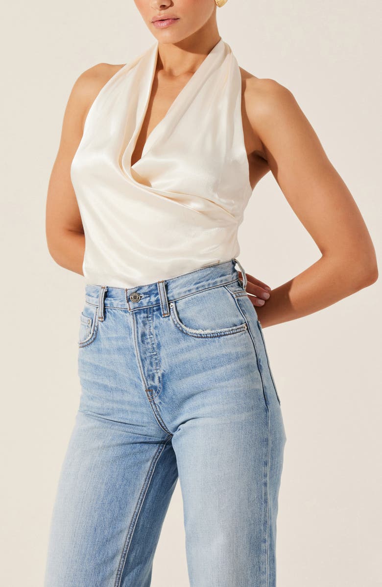 ASTR the Label Draped Satin Halter Top, Alternate, color, Cream