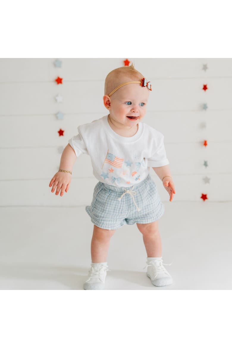 Glitter Flag Bow Baby Headband, Alternate, color, Red