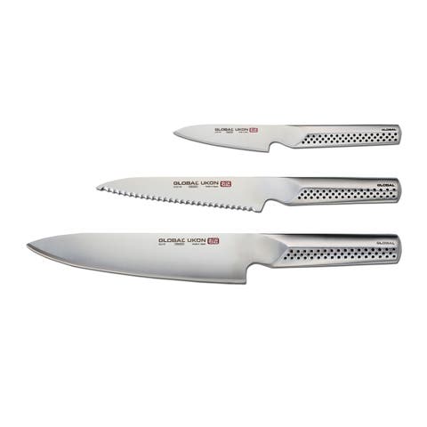 UKON 3 Piece Knife Set, 3.5" Paring, 6" Serrated Utility, 8" Chef's