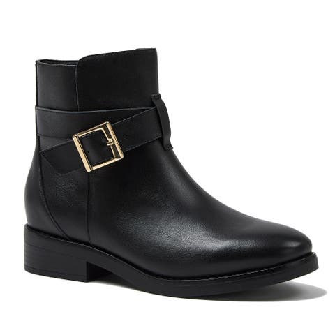 Wide Width Leather Buckle Boots